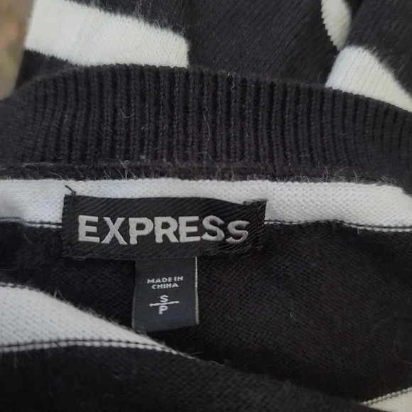 Express Women's Dress Small Black White Striped Batwing Dress Cotton Blend - Picture 2 of 8